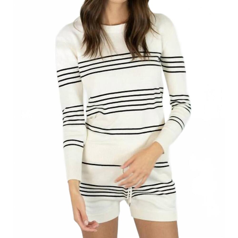 NEW KATHRYN MCCARRON cashmere striped short in ivory